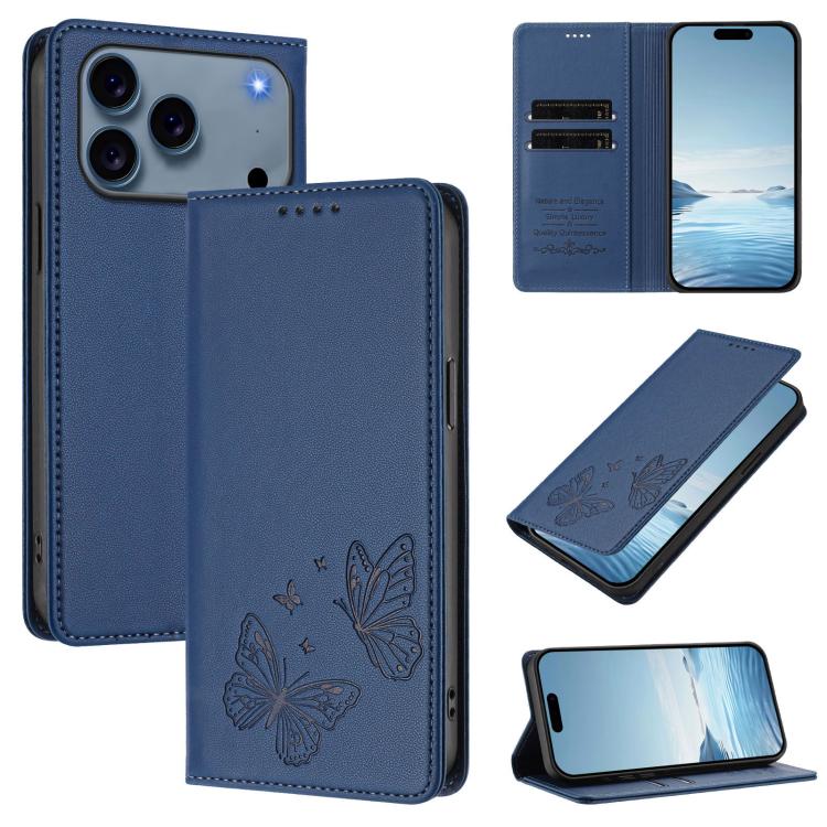เคสโทรศัพท์หนัง Vegan RFID ผีเสื้อคู่แม่เหล็กแข็งแรง สำหรับ iPhone 17e / 16e, สำหรับ iPhone 17 Pro Max, สำหรับ iPhone 17 Pro, สำหรับ iPhone 17