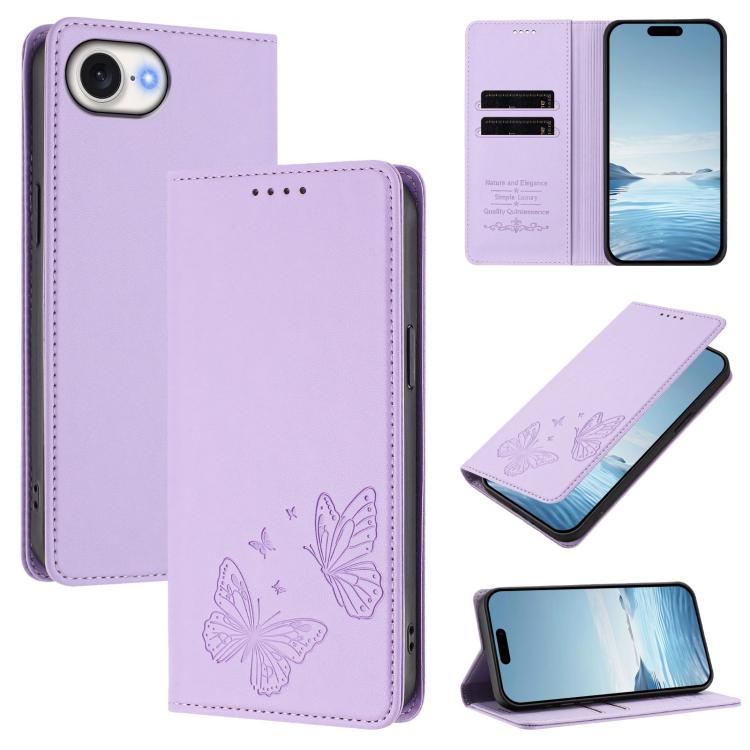 เคสโทรศัพท์หนัง Vegan RFID ผีเสื้อคู่แม่เหล็กแข็งแรง สำหรับ iPhone 17e / 16e, สำหรับ iPhone 17 Pro Max, สำหรับ iPhone 17 Pro, สำหรับ iPhone 17
