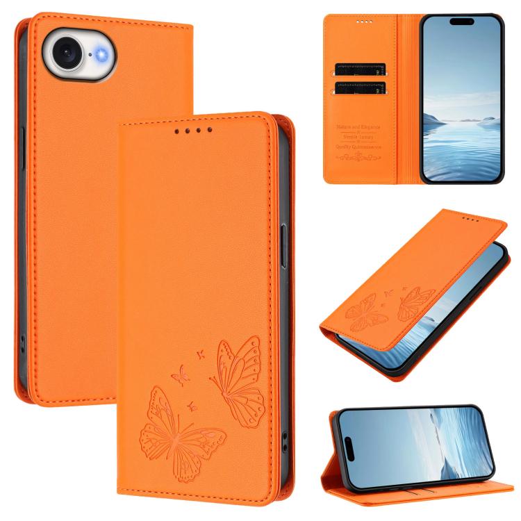 เคสโทรศัพท์หนัง Vegan RFID ผีเสื้อคู่แม่เหล็กแข็งแรง สำหรับ iPhone 17e / 16e, สำหรับ iPhone 17 Pro Max, สำหรับ iPhone 17 Pro, สำหรับ iPhone 17