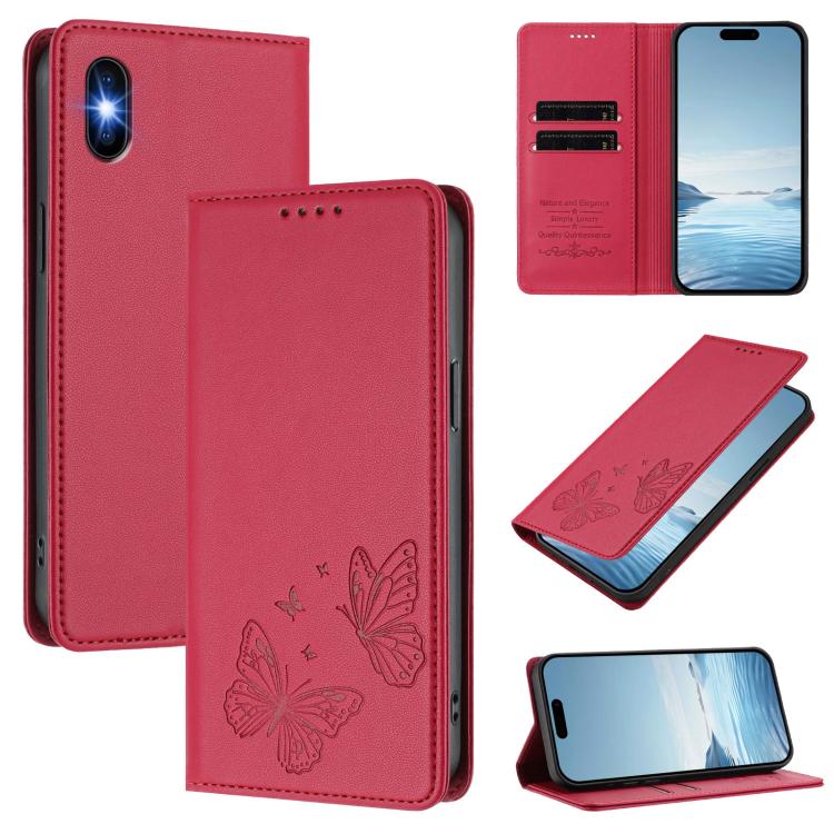 Strong Magnetic Dual Butterfly RFID Vegan Leather Phone Case, For iPhone X / XS, For iPhone XR, For iPhone XS Max, For iPhone 8 Plus / 7 Plus