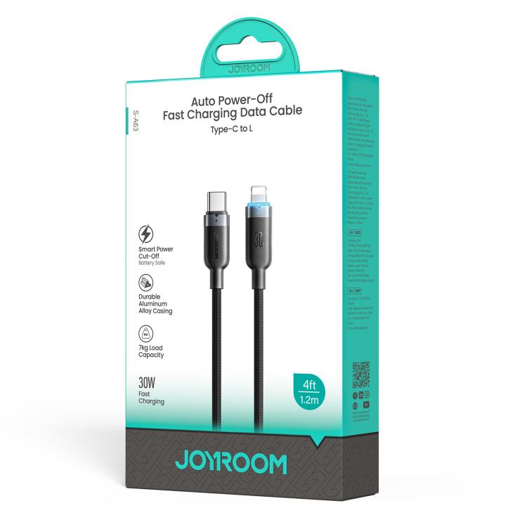 สายชาร์จข้อมูล JOYROOM S-A63 StarWay Series 1.2m 30W Type-C เป็น 8 Pin พร้อมระบบปิดไฟอัตโนมัติ ชาร์จเร็ว, Type-C เป็น 8 Pin