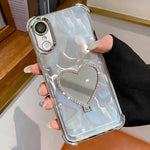 เคสโทรศัพท์ TPU + อะคริลิคชุบไฟฟ้ารูปหัวใจพร้อมที่จับ สำหรับ iPhone XR, สำหรับ iPhone XS Max