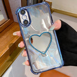 เคสโทรศัพท์ TPU + อะคริลิคชุบไฟฟ้ารูปหัวใจพร้อมที่จับ สำหรับ iPhone XR, สำหรับ iPhone XS Max