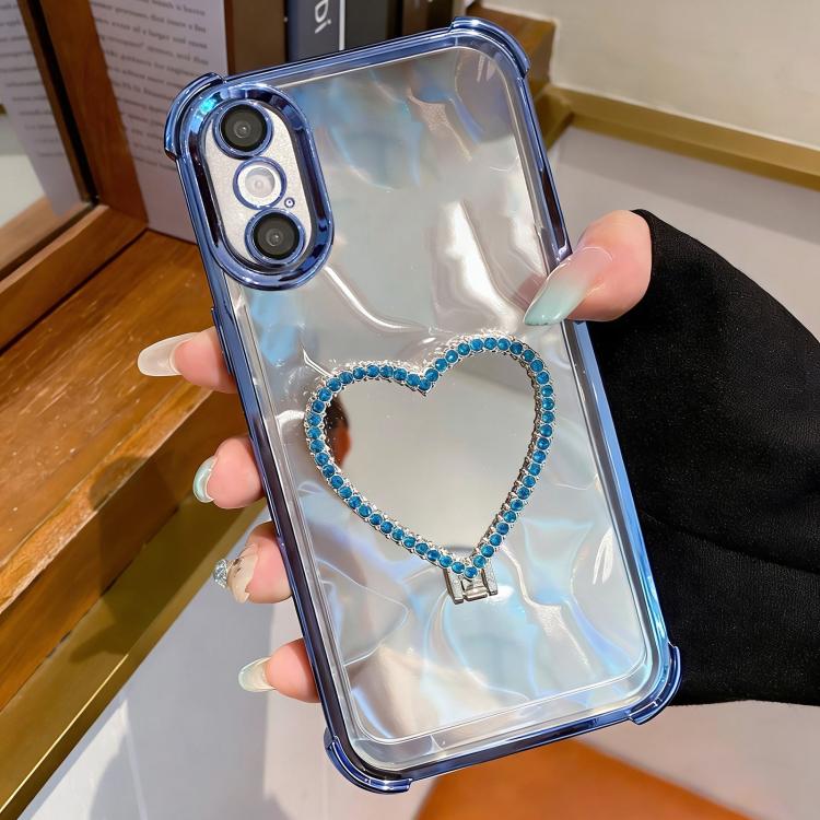 เคสโทรศัพท์ TPU + อะคริลิคชุบไฟฟ้ารูปหัวใจพร้อมที่จับ สำหรับ iPhone XR, สำหรับ iPhone XS Max