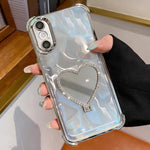 เคสโทรศัพท์ TPU + อะคริลิคชุบไฟฟ้ารูปหัวใจพร้อมที่จับ สำหรับ iPhone XR, สำหรับ iPhone XS Max