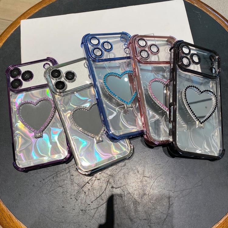 เคสโทรศัพท์ TPU + อะคริลิคชุบไฟฟ้ารูปหัวใจพร้อมที่จับ สำหรับ iPhone XR, สำหรับ iPhone XS Max