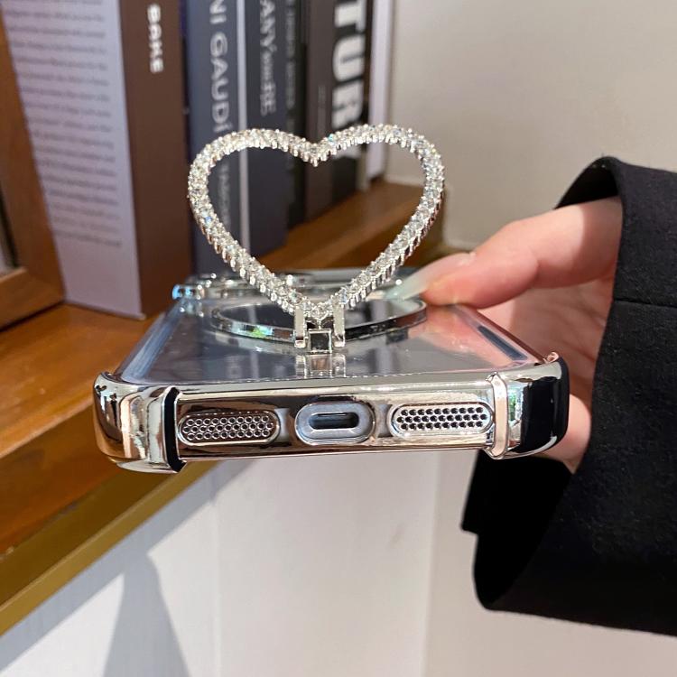 เคสโทรศัพท์ TPU + อะคริลิคชุบไฟฟ้ารูปหัวใจพร้อมที่จับ สำหรับ iPhone XR, สำหรับ iPhone XS Max