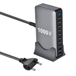 YMX-1000W ชาร์จมัลติฟังก์ชันดิจิทัล 1000W 8 พอร์ต Type-C และ 2 พอร์ต USB 10 พอร์ต ปลั๊ก AU, ปลั๊ก EU, ปลั๊ก UK, ปลั๊ก US