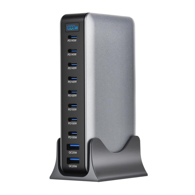 YMX-1000W ชาร์จมัลติฟังก์ชันดิจิทัล 1000W 8 พอร์ต Type-C และ 2 พอร์ต USB 10 พอร์ต ปลั๊ก AU, ปลั๊ก EU, ปลั๊ก UK, ปลั๊ก US
