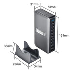 YMX-1000W ชาร์จมัลติฟังก์ชันดิจิทัล 1000W 8 พอร์ต Type-C และ 2 พอร์ต USB 10 พอร์ต ปลั๊ก AU, ปลั๊ก EU, ปลั๊ก UK, ปลั๊ก US