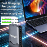 YMX-1000W ชาร์จมัลติฟังก์ชันดิจิทัล 1000W 8 พอร์ต Type-C และ 2 พอร์ต USB 10 พอร์ต ปลั๊ก AU, ปลั๊ก EU, ปลั๊ก UK, ปลั๊ก US
