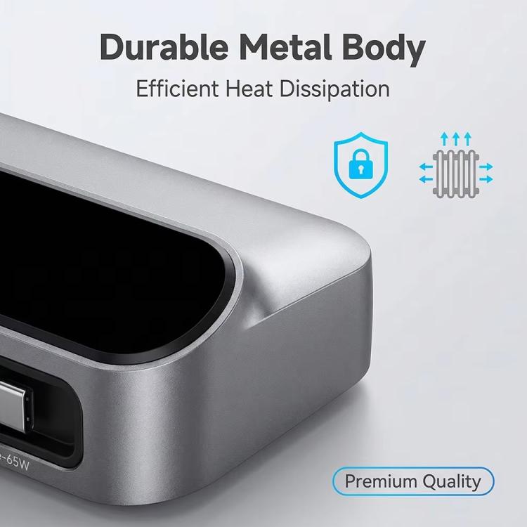 YMX-LCD470W ชาร์จมัลติฟังก์ชัน GaN 470W 3xType-C และ 2xUSB พร้อมจอดิจิทัลอัจฉริยะและสาย Type-C แบบเก็บได้ ปลั๊ก AU, ปลั๊ก EU, ปลั๊ก UK, ปลั๊ก US