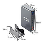 YMX-LCD670W 670W 6xType-C and 2xUSB GaN Digital Display Multi-Function Charger, AU Plug, EU Plug, UK Plug, US Plug