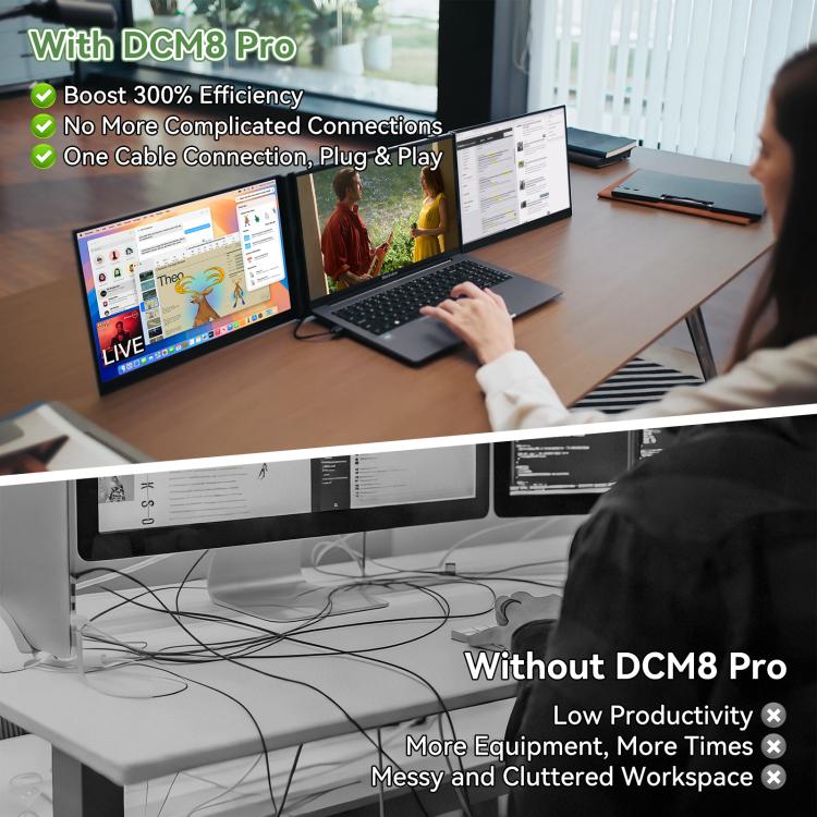 จอมอนิเตอร์พกพาแบบสองหน้าจอ Blackview DCM8 Pro ขนาด 15.3 นิ้ว สำหรับโน้ตบุ๊ก 14-17.3 นิ้ว
