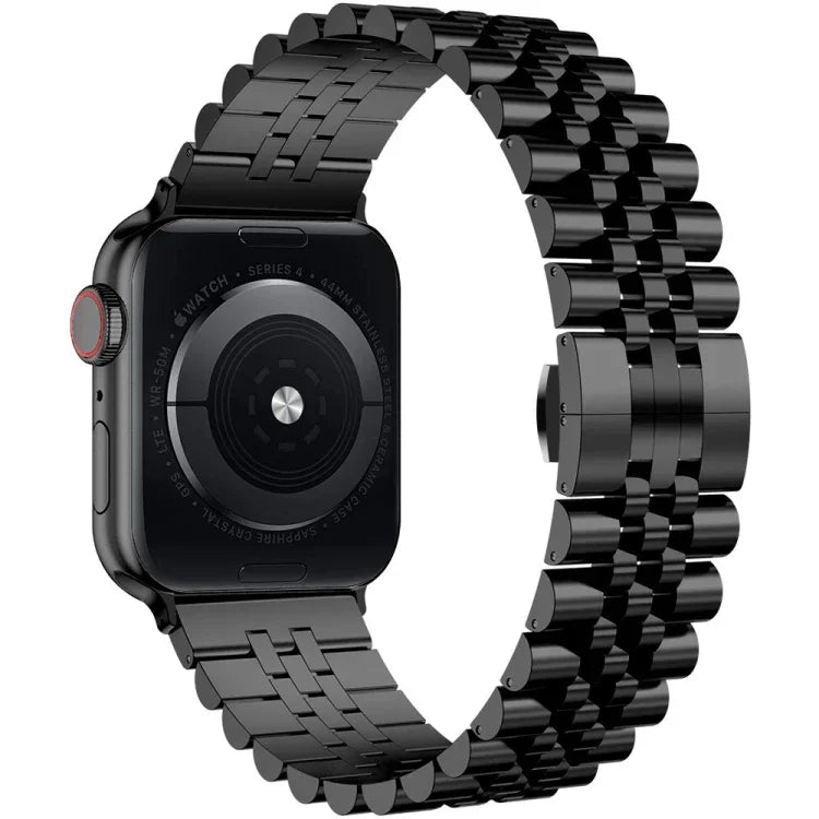 สายรัดข้อมือเหล็กแท้แบบห้าบาทสำหรับเปลี่ยน สำหรับ Apple Watch Ultra 49 มม. / Series 8&7 45 มม. / SE 2&6&SE&5&4 44 มม. / 3&2&1 42 มม., สำหรับ Apple Watch Series 8&7 41 มม. / SE 2&6&SE&5&4 40 มม. / 3&2&1 38 มม.