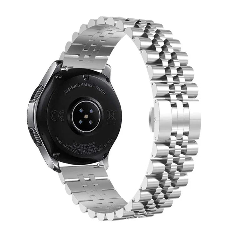 สายนาฬิกาเหล็กแบบลูกปัดห้าเม็ด สำหรับเปลี่ยน 20mm สำหรับ Samsung Galaxy Watch 3 41mm, 22mm สำหรับ Samsung Galaxy Watch 3 45mm, 20mm สำหรับ Amazfit GTR 2 / Amazfit GTR 47mm, 22mm สำหรับ Amazfit GTR 42mm, 20mm สำหรับ Huawei Watch GT 2 42mm