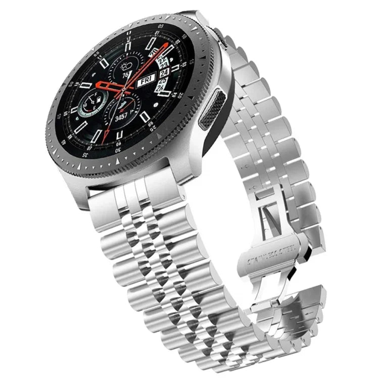 สายนาฬิกาเหล็กแบบลูกปัดห้าเม็ด สำหรับเปลี่ยน 20mm สำหรับ Samsung Galaxy Watch 3 41mm, 22mm สำหรับ Samsung Galaxy Watch 3 45mm, 20mm สำหรับ Amazfit GTR 2 / Amazfit GTR 47mm, 22mm สำหรับ Amazfit GTR 42mm, 20mm สำหรับ Huawei Watch GT 2 42mm
