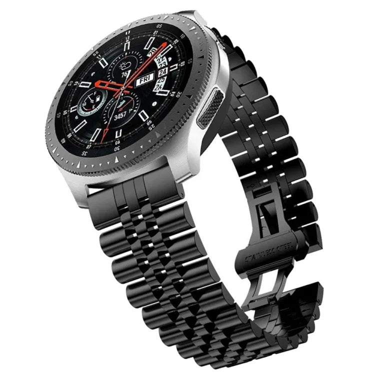 สายนาฬิกาเหล็กแบบลูกปัดห้าเม็ด สำหรับเปลี่ยน 20mm สำหรับ Samsung Galaxy Watch 3 41mm, 22mm สำหรับ Samsung Galaxy Watch 3 45mm, 20mm สำหรับ Amazfit GTR 2 / Amazfit GTR 47mm, 22mm สำหรับ Amazfit GTR 42mm, 20mm สำหรับ Huawei Watch GT 2 42mm