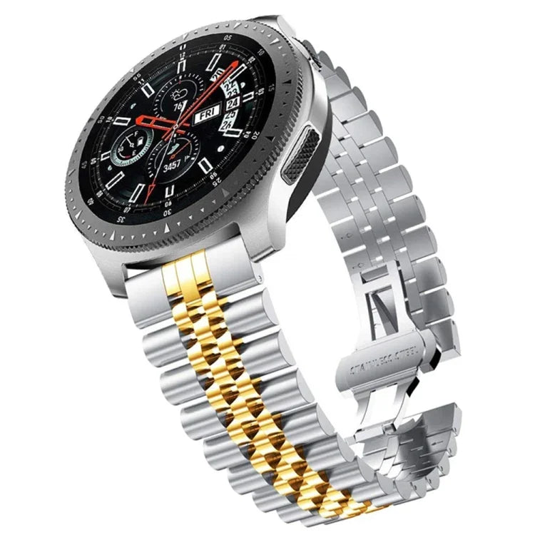 สายนาฬิกาเหล็กแบบลูกปัดห้าเม็ด สำหรับเปลี่ยน 20mm สำหรับ Samsung Galaxy Watch 3 41mm, 22mm สำหรับ Samsung Galaxy Watch 3 45mm, 20mm สำหรับ Amazfit GTR 2 / Amazfit GTR 47mm, 22mm สำหรับ Amazfit GTR 42mm, 20mm สำหรับ Huawei Watch GT 2 42mm
