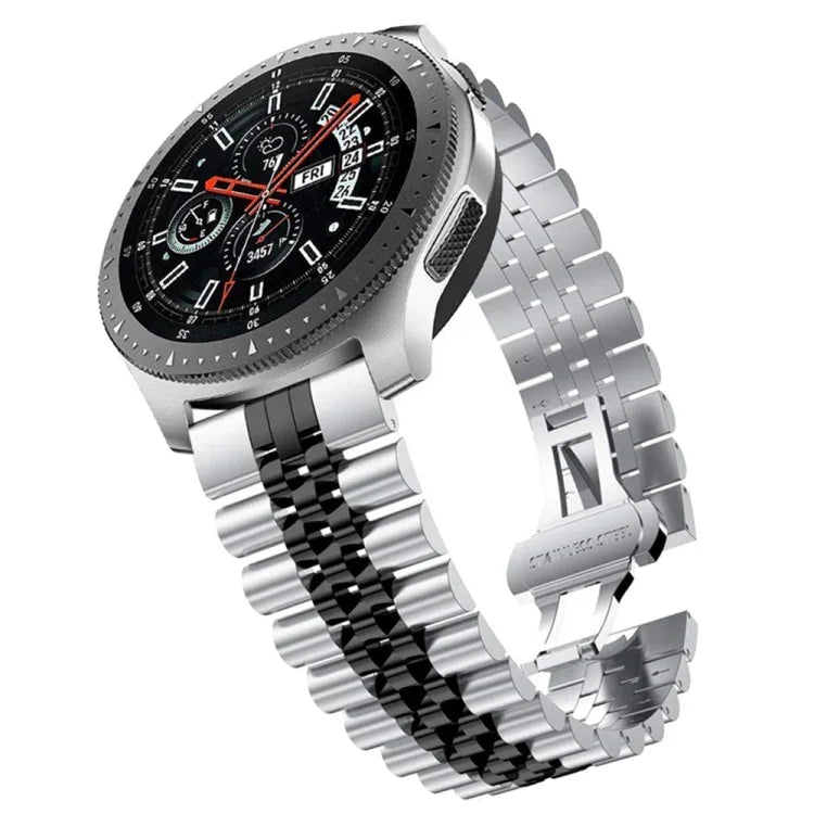 สายนาฬิกาเหล็กแบบลูกปัดห้าเม็ด สำหรับเปลี่ยน 20mm สำหรับ Samsung Galaxy Watch 3 41mm, 22mm สำหรับ Samsung Galaxy Watch 3 45mm, 20mm สำหรับ Amazfit GTR 2 / Amazfit GTR 47mm, 22mm สำหรับ Amazfit GTR 42mm, 20mm สำหรับ Huawei Watch GT 2 42mm