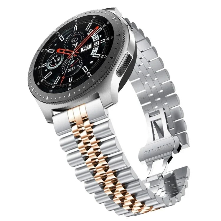 สายนาฬิกาเหล็กแบบลูกปัดห้าเม็ด สำหรับเปลี่ยน 20mm สำหรับ Samsung Galaxy Watch 3 41mm, 22mm สำหรับ Samsung Galaxy Watch 3 45mm, 20mm สำหรับ Amazfit GTR 2 / Amazfit GTR 47mm, 22mm สำหรับ Amazfit GTR 42mm, 20mm สำหรับ Huawei Watch GT 2 42mm