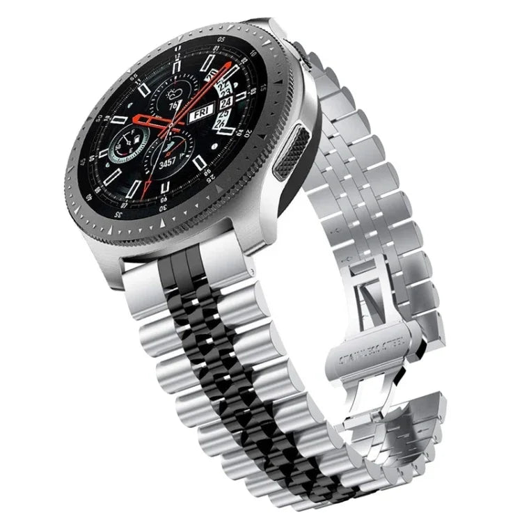 สายนาฬิกาเหล็กแบบลูกปัดห้าเม็ด สำหรับเปลี่ยน 20mm สำหรับ Samsung Galaxy Watch 3 41mm, 22mm สำหรับ Samsung Galaxy Watch 3 45mm, 20mm สำหรับ Amazfit GTR 2 / Amazfit GTR 47mm, 22mm สำหรับ Amazfit GTR 42mm, 20mm สำหรับ Huawei Watch GT 2 42mm