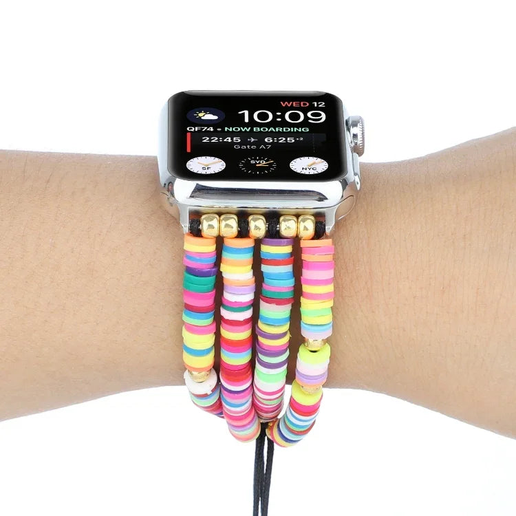 สายรัดลูกปัดเซรามิกนุ่มสไตล์โบฮีเมียน สำหรับ Apple Series 6 & SE & 5 & 4 44mm / 3 & 2 & 1 42mm, สำหรับ Apple Series 7 45mm / 6 & SE & 5 & 4 44mm / 3 & 2 & 1 42mm