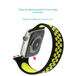 สายรัดนาฬิกาซิลิโคนยืดหยุ่น สำหรับ Apple Watch Series 6 & SE & 5 & 4 40mm / 3 & 2 & 1 38mm, 135mm (ดำ เหลือง), 135mm (ดำ เทา), 150mm (แดง ดำ)