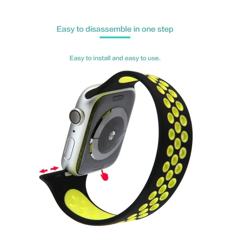 สายรัดนาฬิกาซิลิโคนยืดหยุ่น สำหรับ Apple Watch Series 6 & SE & 5 & 4 40mm / 3 & 2 & 1 38mm, 135mm (ดำ เหลือง), 135mm (ดำ เทา), 150mm (แดง ดำ)