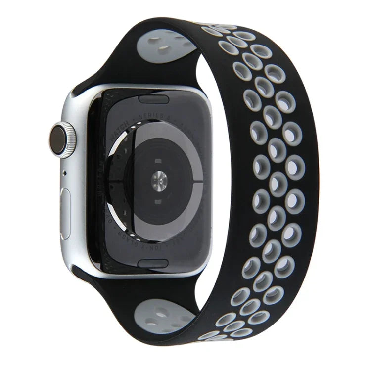 สายรัดนาฬิกาซิลิโคนยืดหยุ่น สำหรับ Apple Watch Series 6 & SE & 5 & 4 40mm / 3 & 2 & 1 38mm, 135mm (ดำ เหลือง), 135mm (ดำ เทา), 150mm (แดง ดำ)
