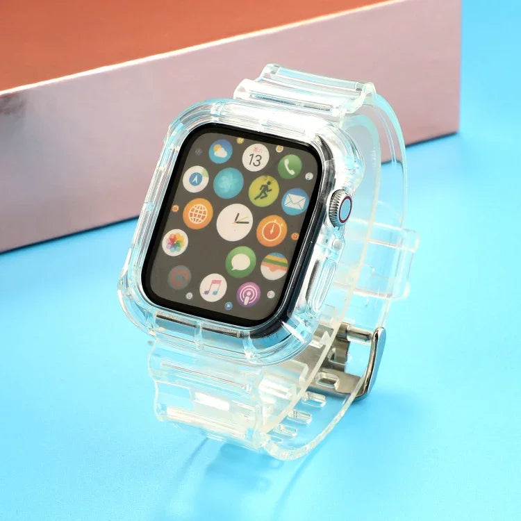 สายรัดนาฬิกา TPU โปร่งใสแบบบูรณาการสำหรับเปลี่ยน สำหรับ Apple Watch Series 8&7 41mm / SE 2&6&SE&5&4 40mm / 3&2&1 38mm, สำหรับ Apple Watch Series 7 41mm / 6 & SE & 5 & 4 40mm / 3 & 2 & 1 38mm