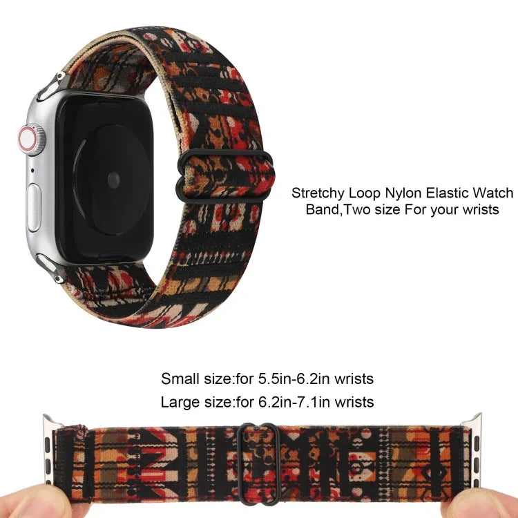 สายรัดข้อมือสไตล์ชาติพันธุ์แบบหัวเข็มขัด สำหรับ Apple Watch Series 6 & SE & 5 & 4 40mm / 3 & 2 & 1 38mm, สำหรับ Apple Watch Series 7 41mm / 6 & SE & 5 & 4 40mm / 3 & 2 & 1 38mm