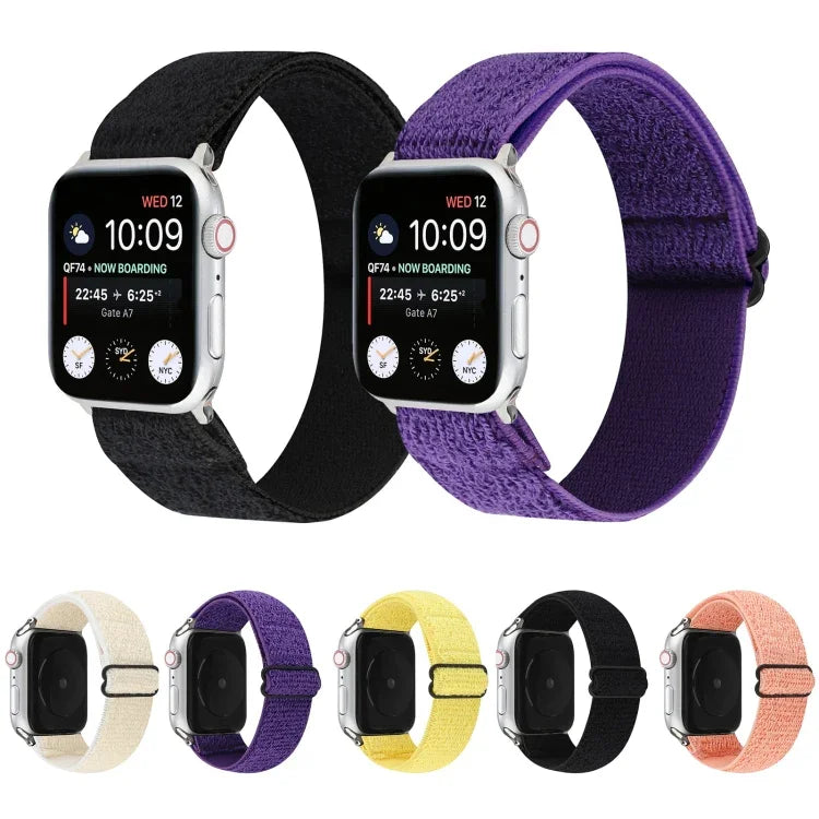 สายรัดข้อมือไนลอนสีพื้น สำหรับ Apple Watch Series 6 & SE & 5 & 4 40mm / 3 & 2 & 1 38mm, สำหรับ Apple Watch Series 7 41mm / 6 & SE & 5 & 4 40mm / 3 & 2 & 1 38mm