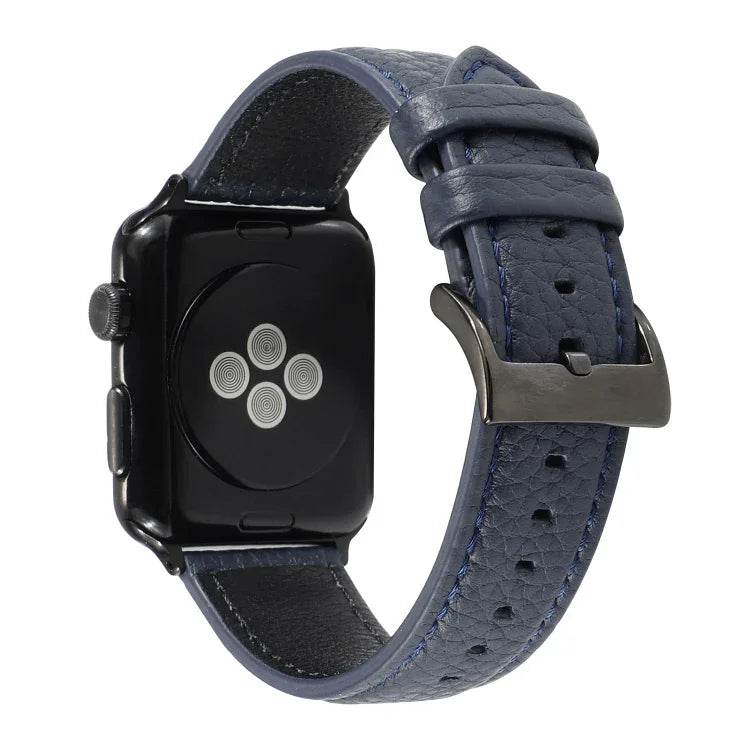 สายรัดข้อมือหนังแท้ลายลิ้นจี่ สำหรับ Apple Watch Series 6 & SE & 5 & 4 44mm / 3 & 2 & 1 42mm, สำหรับ Apple Watch Series 7 45mm / 6 & SE & 5 & 4 44mm / 3 & 2 & 1 42mm