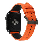 สายรัดข้อมือหนังแท้ลายลิ้นจี่ สำหรับ Apple Watch Series 6 & SE & 5 & 4 44mm / 3 & 2 & 1 42mm, สำหรับ Apple Watch Series 7 45mm / 6 & SE & 5 & 4 44mm / 3 & 2 & 1 42mm