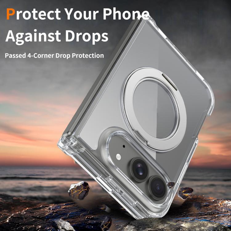 Scratch-proof Transparent Rotating Holder Magnetic Phone Case, For iPhone Duo