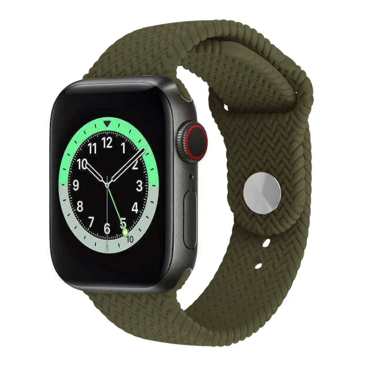 สายรัดข้อมือซิลิโคนลายทอแบบสแน็ป สำหรับ Apple Watch Series 6 & SE & 5 & 4 40mm / 3 & 2 & 1 38mm, สำหรับ Apple Watch Series 7 41mm / 6 & SE & 5 & 4 40mm / 3 & 2 & 1 38mm, สำหรับ Apple Watch Series 8&7 41mm / SE 2&6&SE&5&4 40mm / 3&2&1 38mm
