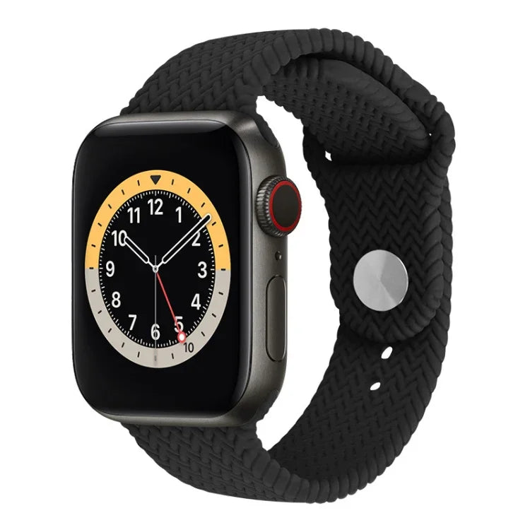 สายรัดข้อมือซิลิโคนลายทอแบบสแน็ป สำหรับ Apple Watch Series 6 & SE & 5 & 4 40mm / 3 & 2 & 1 38mm, สำหรับ Apple Watch Series 7 41mm / 6 & SE & 5 & 4 40mm / 3 & 2 & 1 38mm, สำหรับ Apple Watch Series 8&7 41mm / SE 2&6&SE&5&4 40mm / 3&2&1 38mm