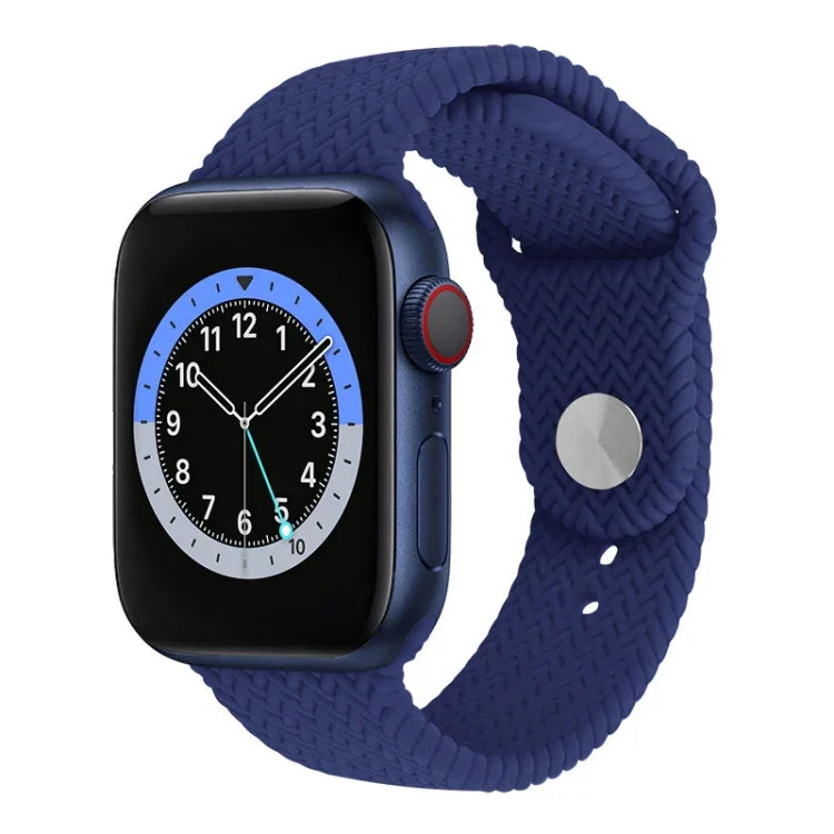 สายรัดข้อมือซิลิโคนลายทอแบบสแน็ป สำหรับ Apple Watch Series 6 & SE & 5 & 4 40mm / 3 & 2 & 1 38mm, สำหรับ Apple Watch Series 7 41mm / 6 & SE & 5 & 4 40mm / 3 & 2 & 1 38mm, สำหรับ Apple Watch Series 8&7 41mm / SE 2&6&SE&5&4 40mm / 3&2&1 38mm