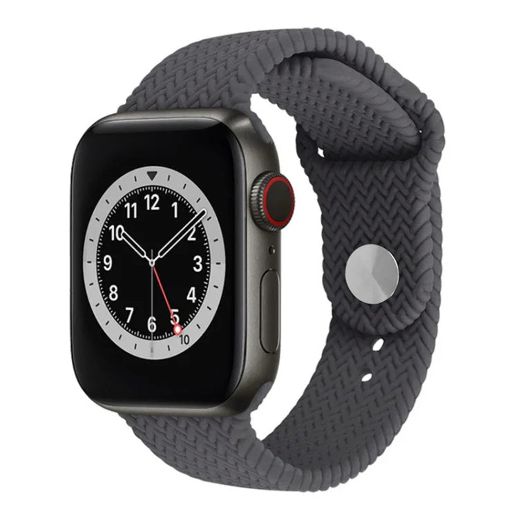 สายรัดข้อมือซิลิโคนลายทอแบบสแน็ป สำหรับ Apple Watch Series 6 & SE & 5 & 4 40mm / 3 & 2 & 1 38mm, สำหรับ Apple Watch Series 7 41mm / 6 & SE & 5 & 4 40mm / 3 & 2 & 1 38mm, สำหรับ Apple Watch Series 8&7 41mm / SE 2&6&SE&5&4 40mm / 3&2&1 38mm