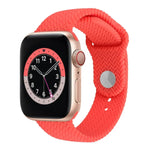 สายรัดข้อมือซิลิโคนลายทอแบบสแน็ป สำหรับ Apple Watch Series 6 & SE & 5 & 4 40mm / 3 & 2 & 1 38mm, สำหรับ Apple Watch Series 7 41mm / 6 & SE & 5 & 4 40mm / 3 & 2 & 1 38mm, สำหรับ Apple Watch Series 8&7 41mm / SE 2&6&SE&5&4 40mm / 3&2&1 38mm