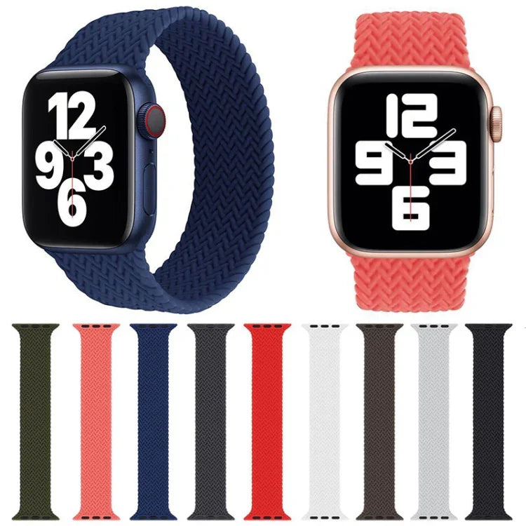สายรัดนาฬิกาซิลิโคนลายทอแบบรอบเดียวสำหรับ Apple Watch Series 6 & SE & 5 & 4 40 มม. / 3 & 2 & 1 38 มม., S, M, L