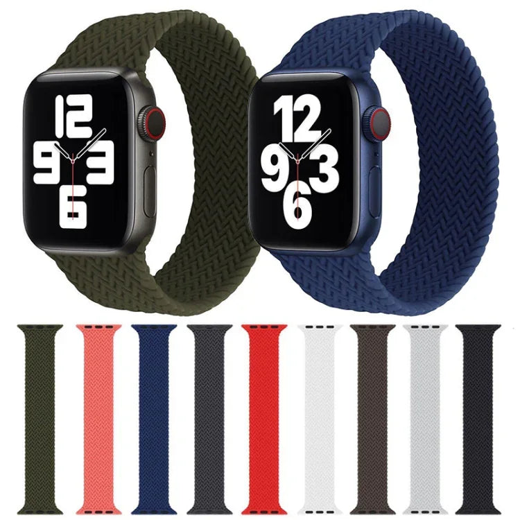 สายรัดนาฬิกาซิลิโคนลายทอแบบรอบเดียวสำหรับ Apple Watch Series 6 & SE & 5 & 4 44 มม. / 3 & 2 & 1 42 มม., S, M, L