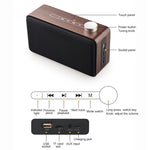 ลำโพงบลูทูธไม้ผ้าสัมผัสซับวูฟเฟอร์ W5A รองรับการ์ด TF & ยูดิสก์ & AUX 3.5 มม. วอลนัท ไม้เหลือง