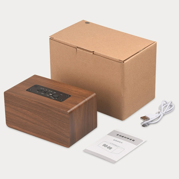 ลำโพงบลูทูธนาฬิกาไม้ W5C Subwoofer รองรับ TF Card & AUX 3.5 มม., ไม้สีน้ำตาล, ไม้สีเหลือง