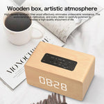 ลำโพงบลูทูธนาฬิกาไม้ W5C Subwoofer รองรับ TF Card & AUX 3.5 มม., ไม้สีน้ำตาล, ไม้สีเหลือง