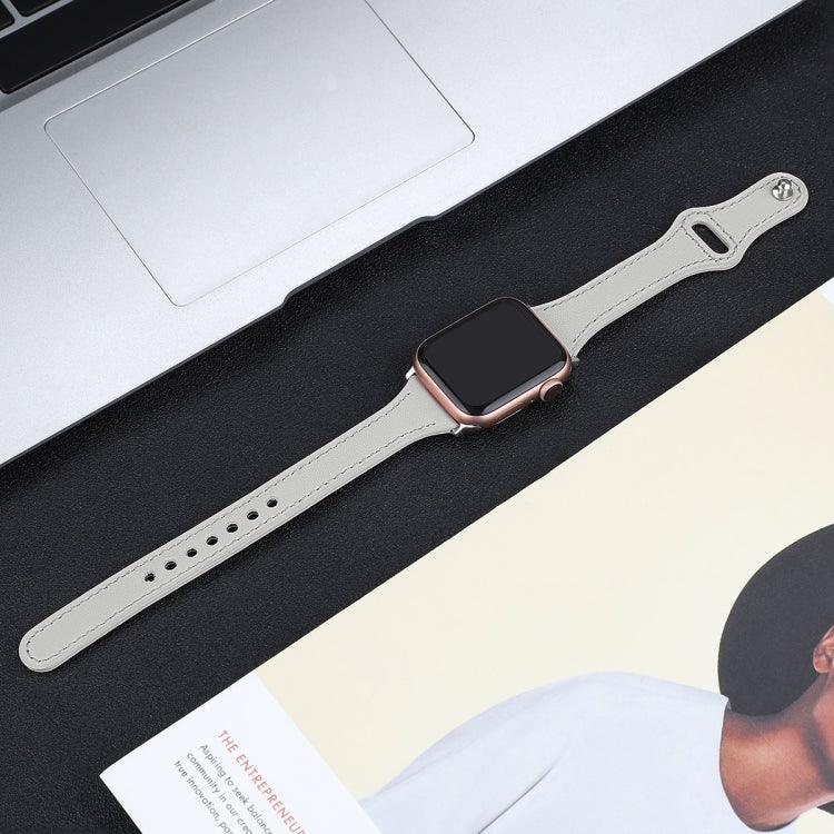 สายรัดนาฬิกาหนังแท้พร้อมปุ่มเหล็ก สำหรับ Apple Watch Series 7 41 มม. / & 6 & SE & 5 & 4 40 มม., สำหรับ Apple Watch Series 7 45 มม. / & 6 & SE & 5 & 4 44 มม.