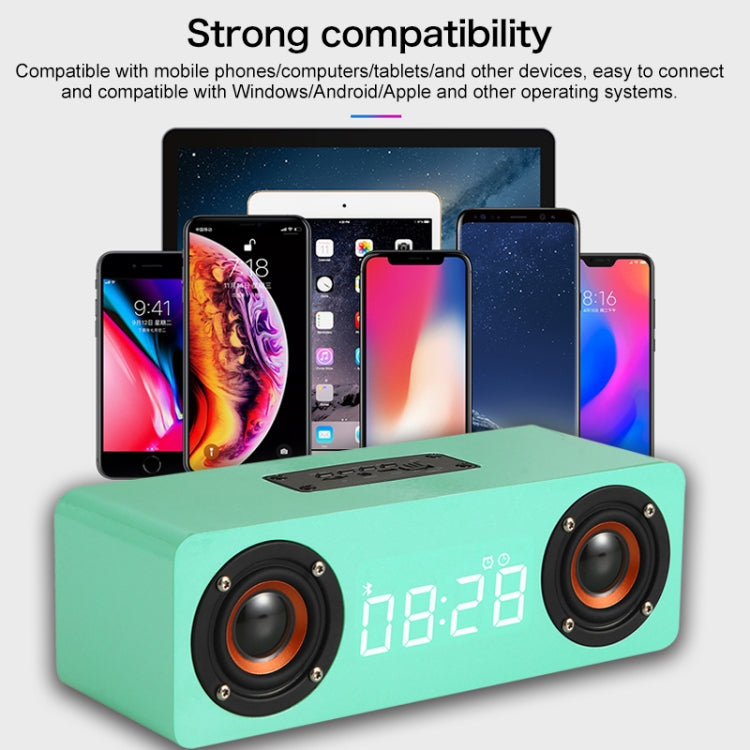 ลำโพงบลูทูธไม้ซับวูฟเฟอร์นาฬิกา M5C 4.2 รองรับการ์ด TF & AUX 3.5 มม. & วิทยุ FM