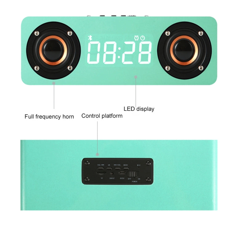 ลำโพงบลูทูธไม้ซับวูฟเฟอร์นาฬิกา M5C 4.2 รองรับการ์ด TF & AUX 3.5 มม. & วิทยุ FM