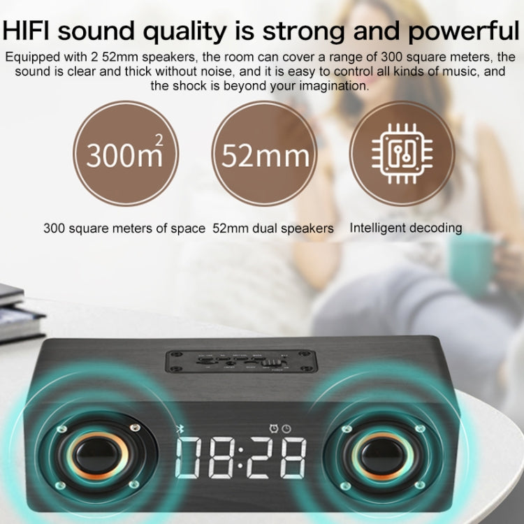 ลำโพงบลูทูธไม้ซับวูฟเฟอร์นาฬิกา M5C 4.2 รองรับการ์ด TF & AUX 3.5 มม. & วิทยุ FM